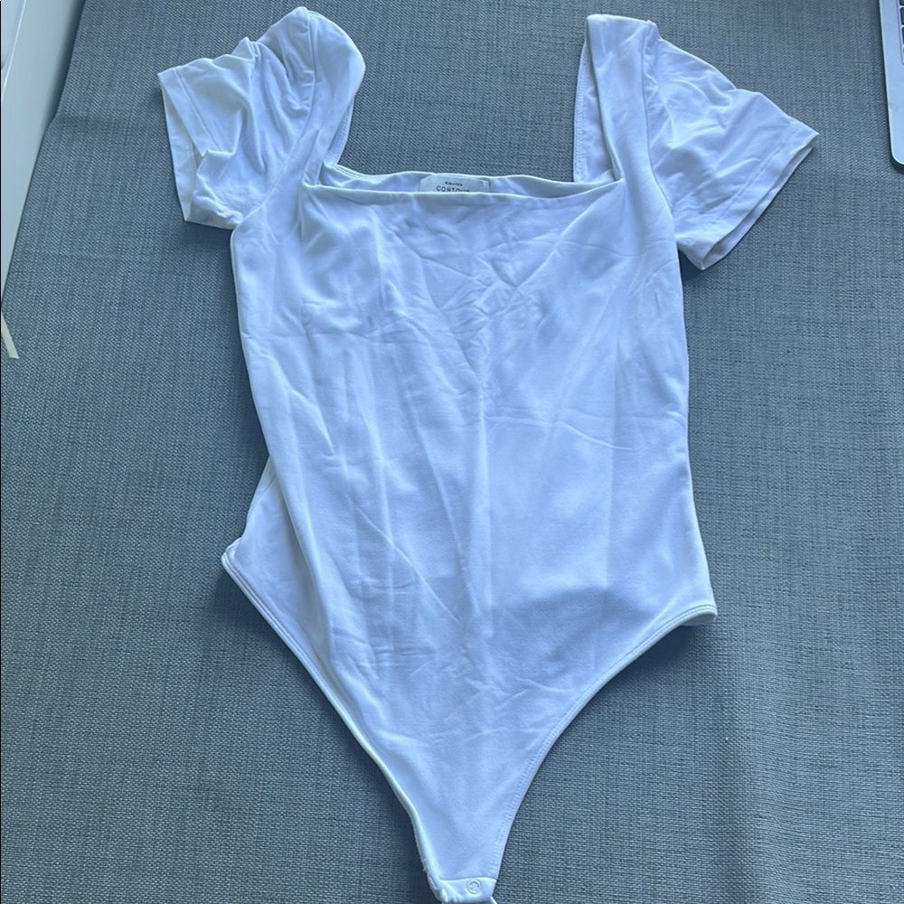 Aritzia Babaton Square Neck White Bodysuit